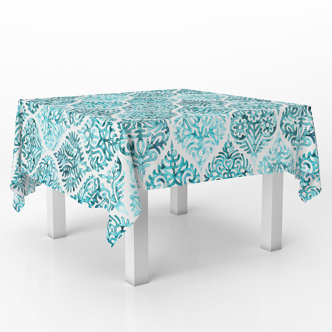 Squared Table Cover Damask Teal