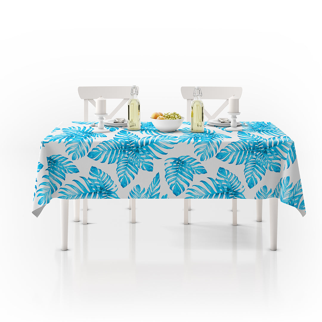 Waterproof Table Cover with blue leaves