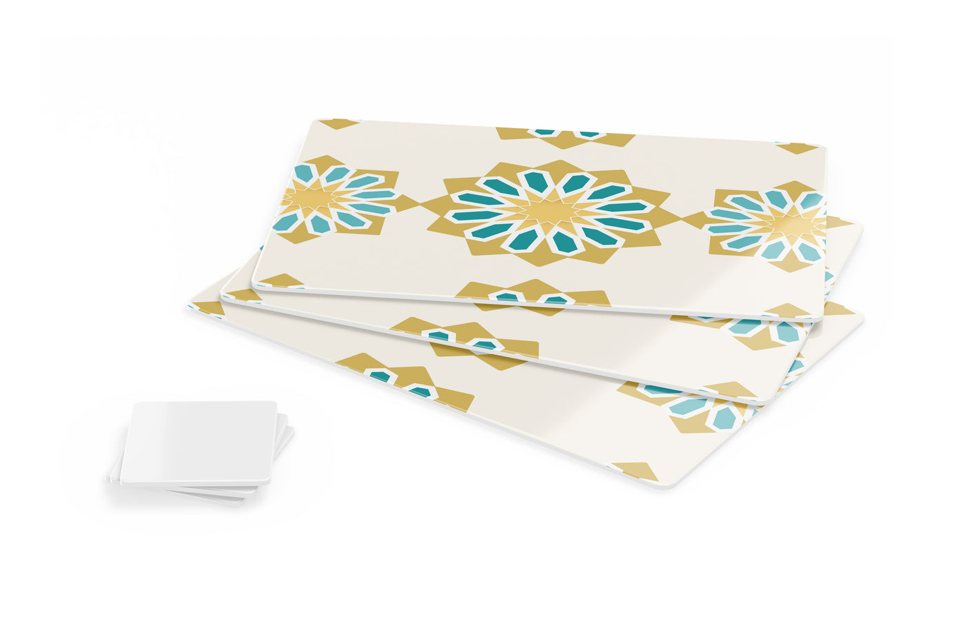 Placemat Islamic Art Gold & Teal Set of 4