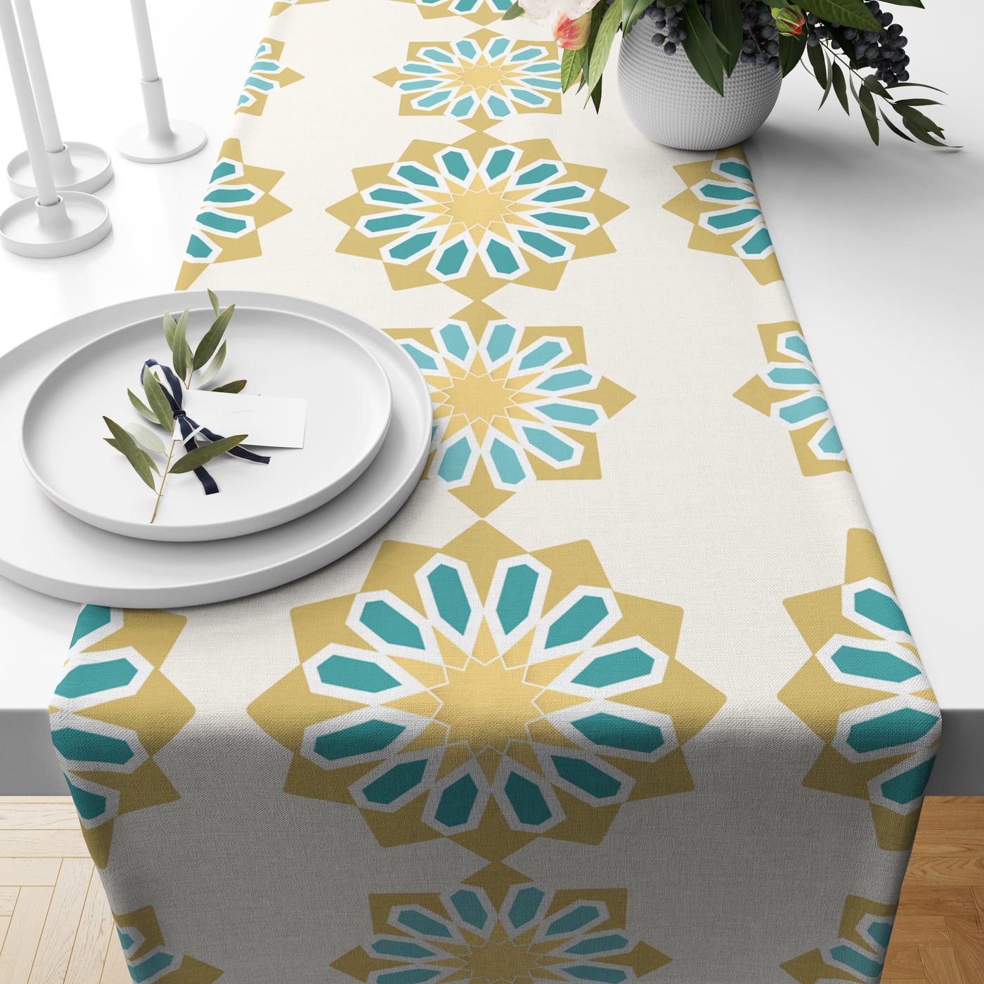 Table Cover Islamic art Gold & Teal