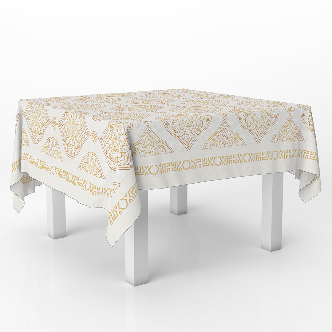 squared Table Cover Turkish Pattern Gold