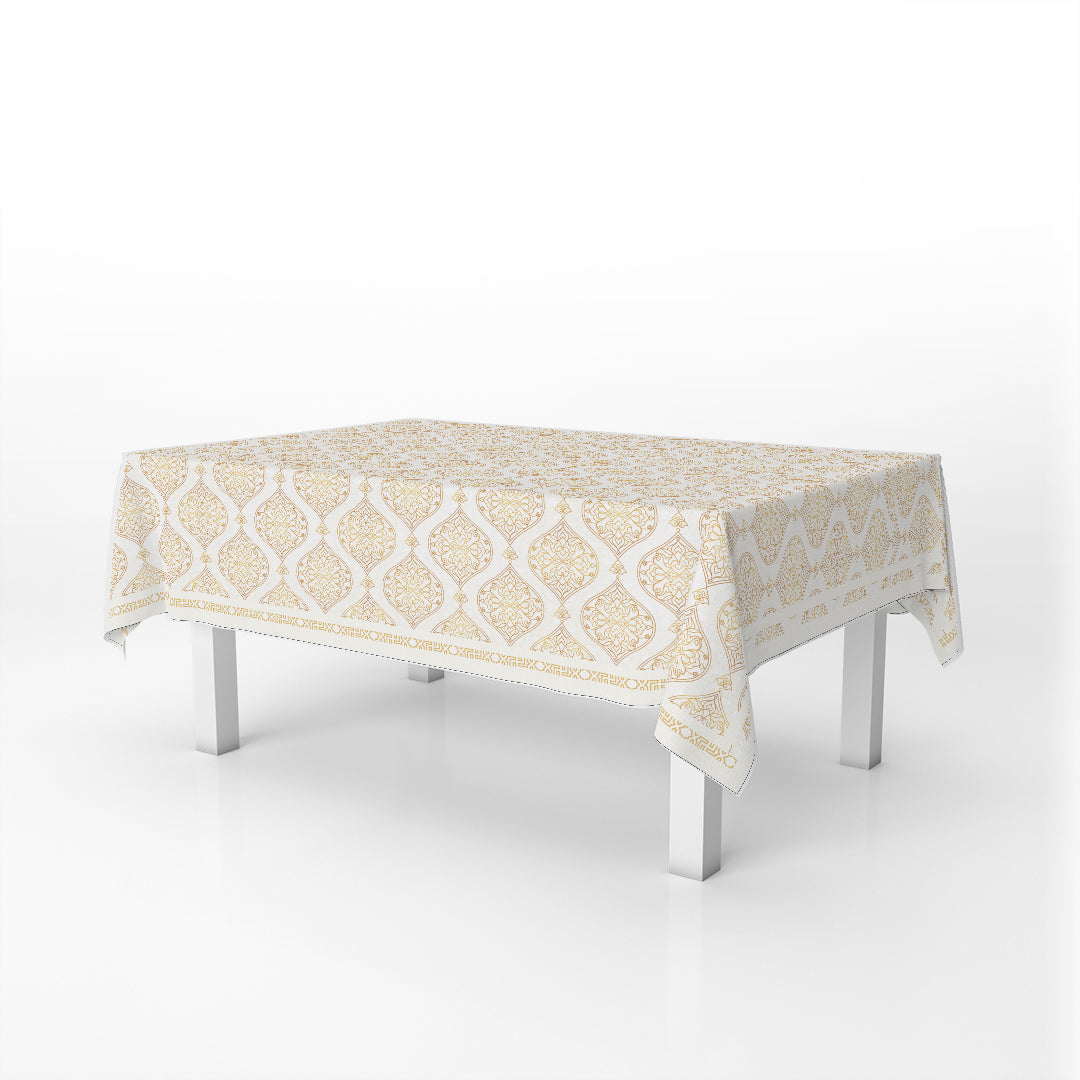 rectangular Table Cover Turkish Pattern Gold
