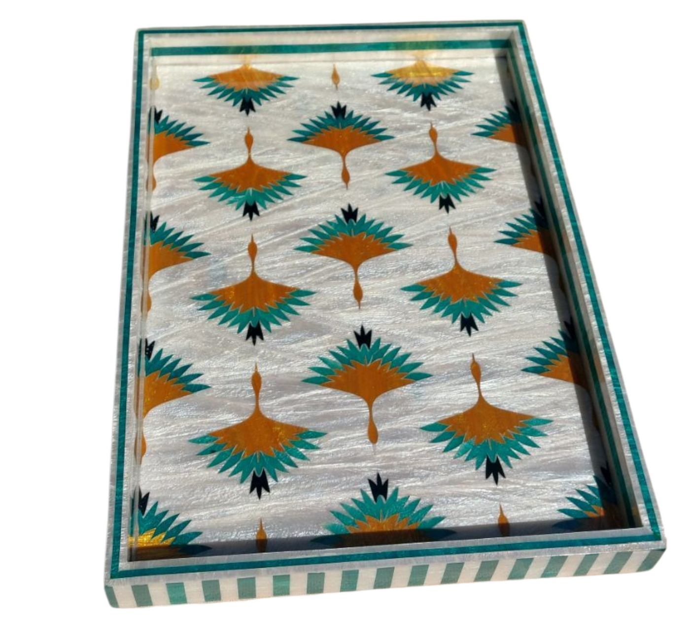 Artdeco rectangular blue bird Tray