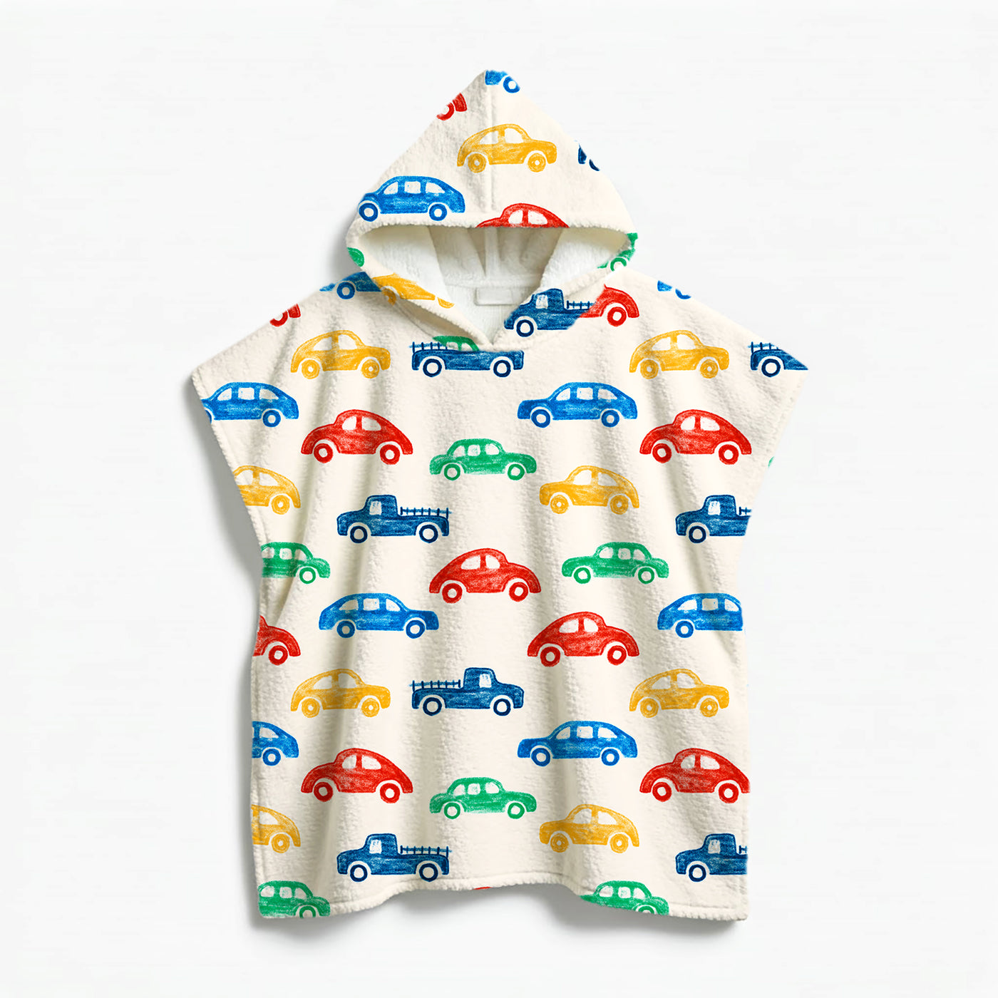 Kids Poncho Towel Cars