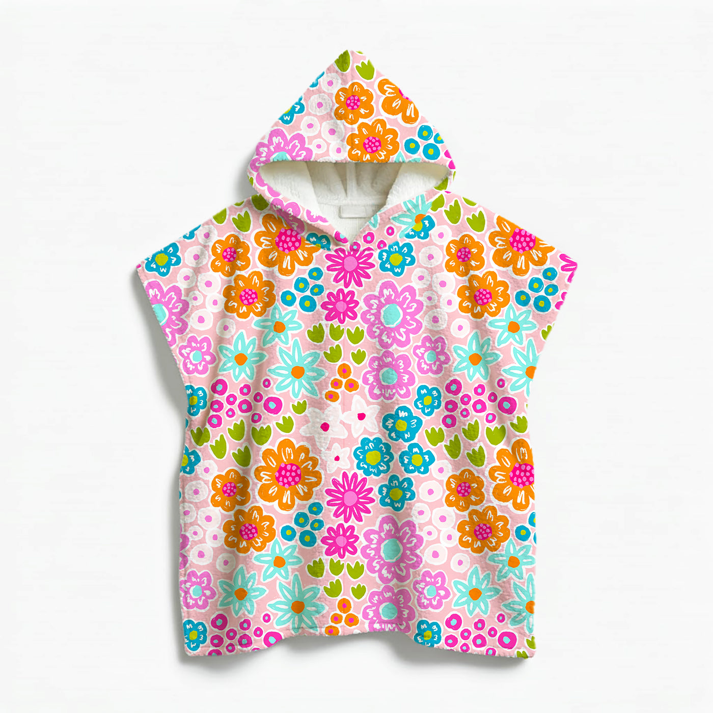 Kids Poncho Towel Blooming flowers