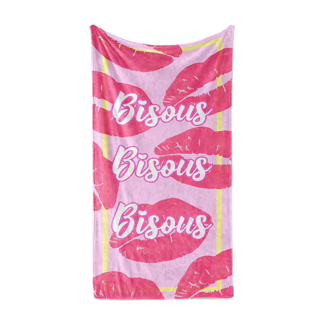 Beach Towel with caption Bisous Bisous Bisous
