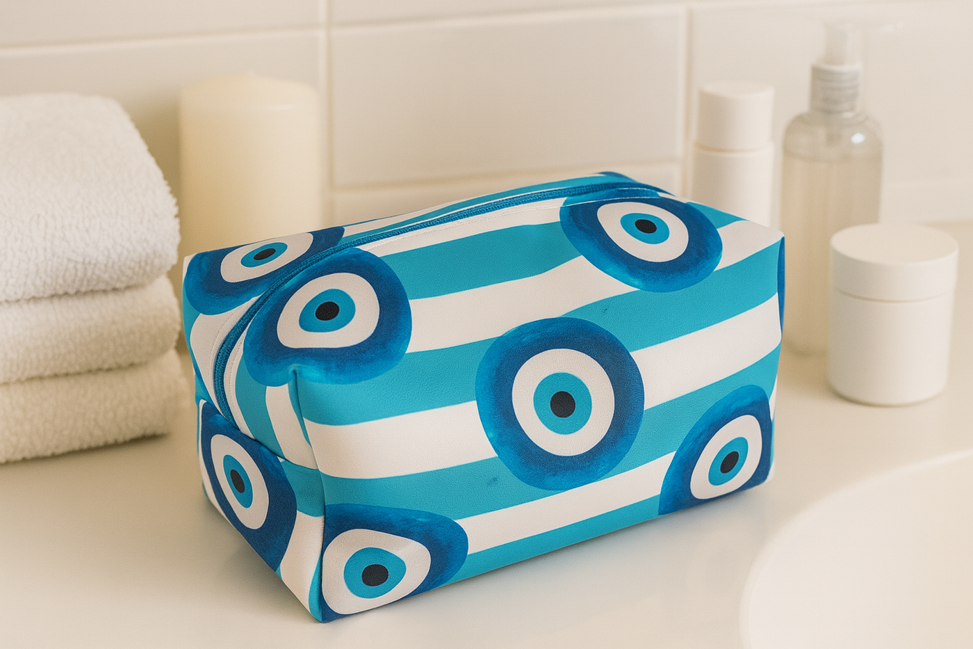 Make Up Bag Evil Eye  Mint