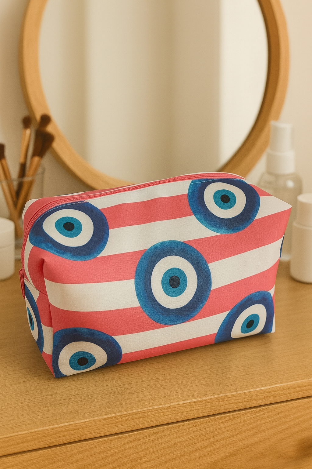 Make Up Bag Evil Eye  pink
