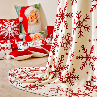 Throw Blanket Snowflake Redxwhite