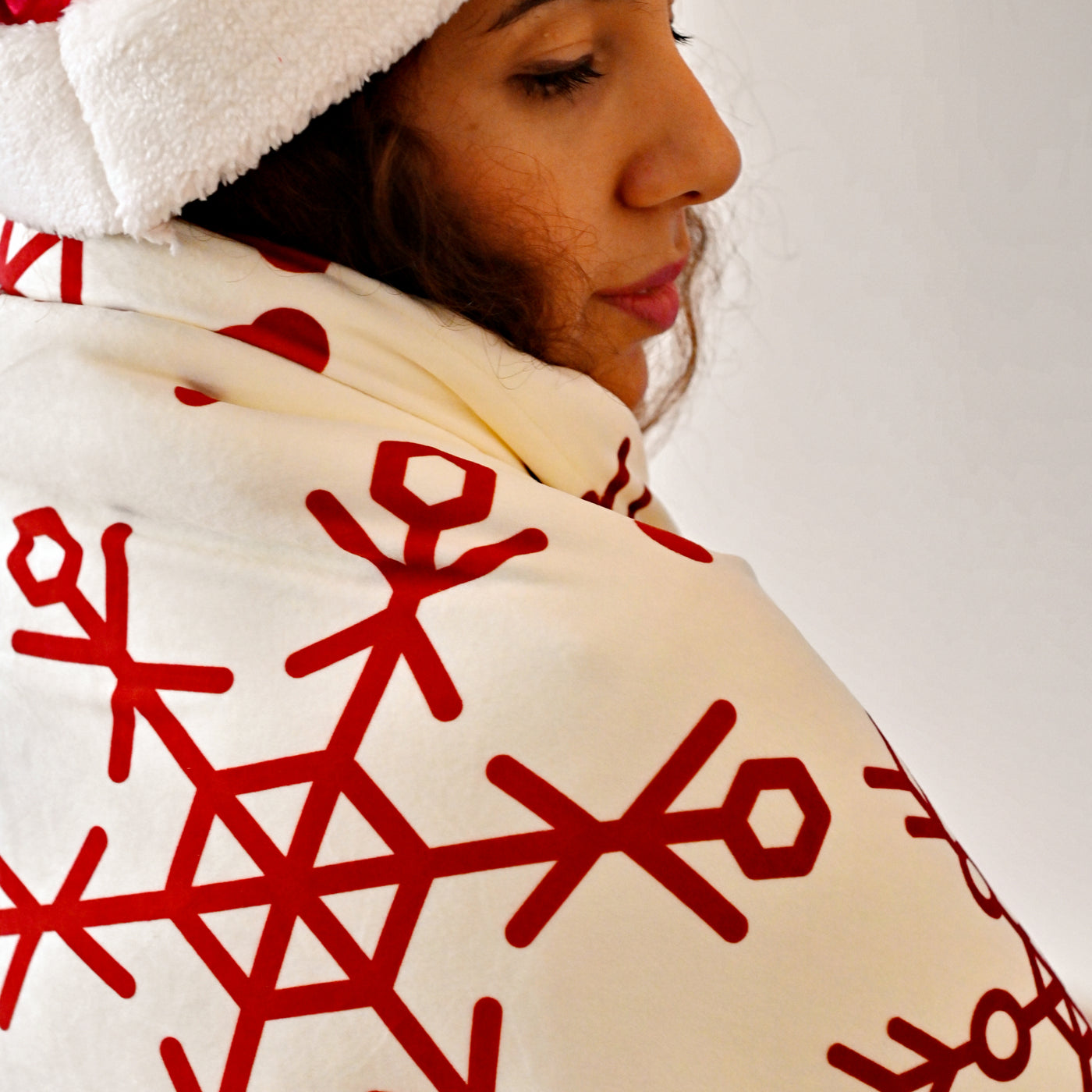 Throw Blanket Snowflake Redxwhite