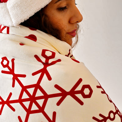 Throw Blanket Snowflake Redxwhite