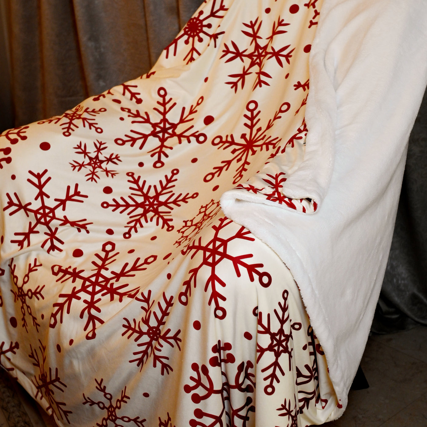 Throw Blanket Snowflake Redxwhite