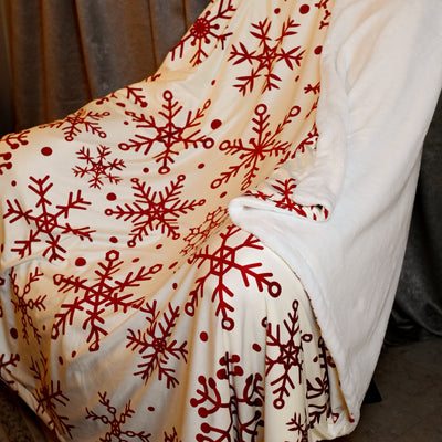 Throw Blanket Snowflake Redxwhite