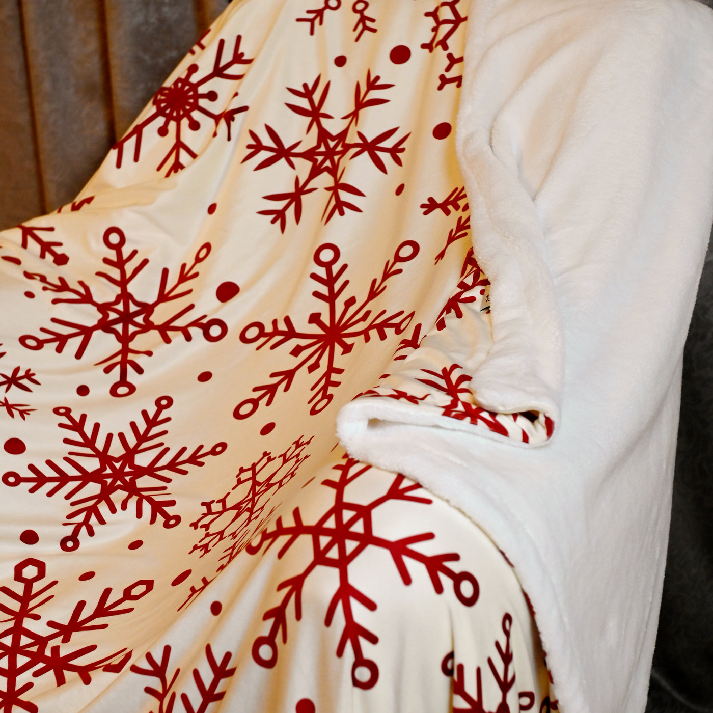 Throw Blanket Snowflake Redxwhite