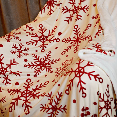 Throw Blanket Snowflake Redxwhite