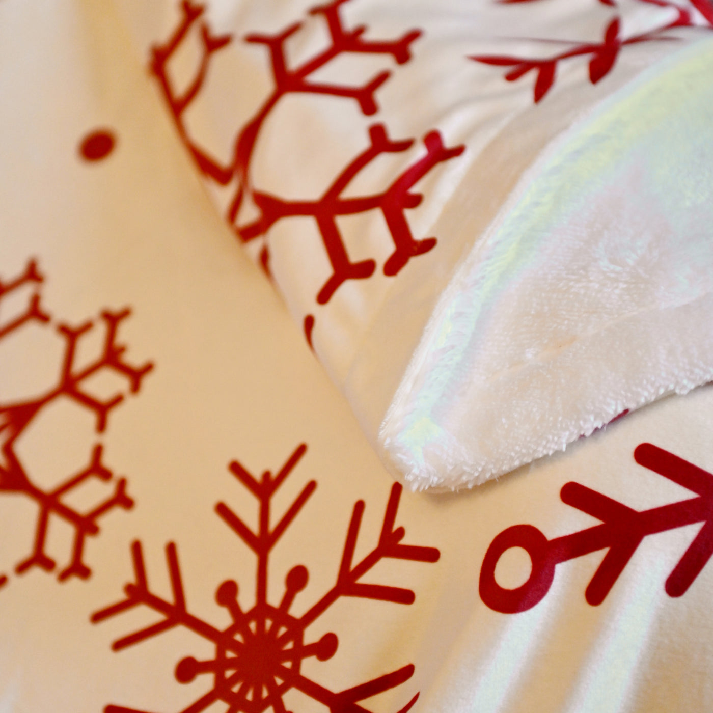 Throw Blanket Snowflake Redxwhite