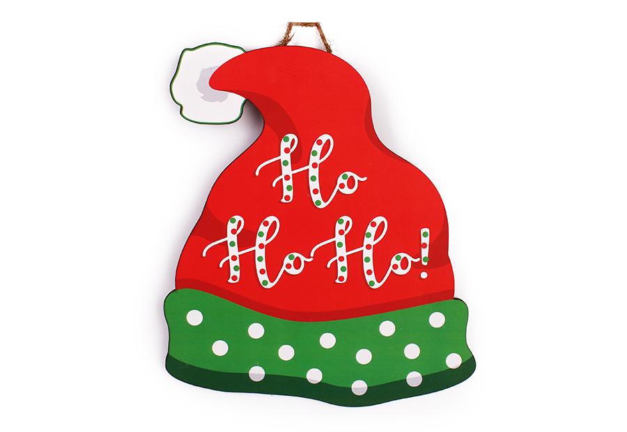 Wooden Santa Cap Hanger With Ho Ho Ho Caption